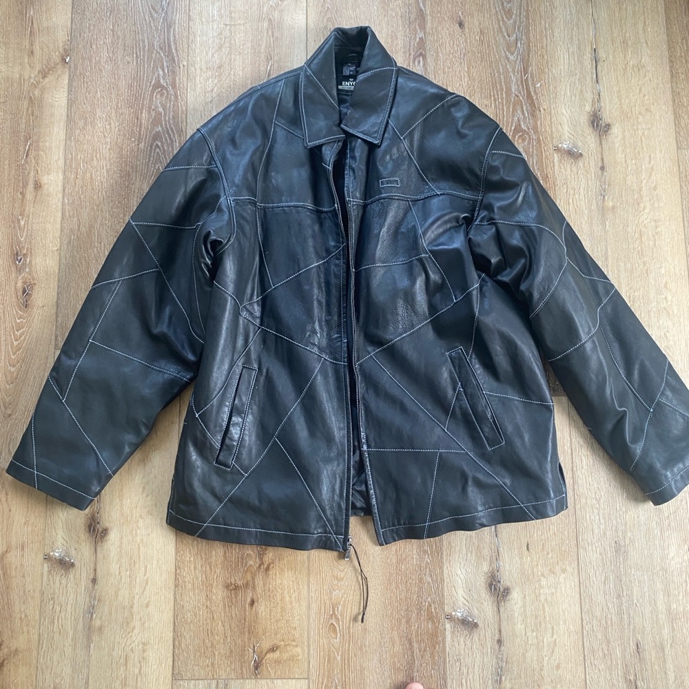 ENYCE vintage Men's Black Leather Jacket